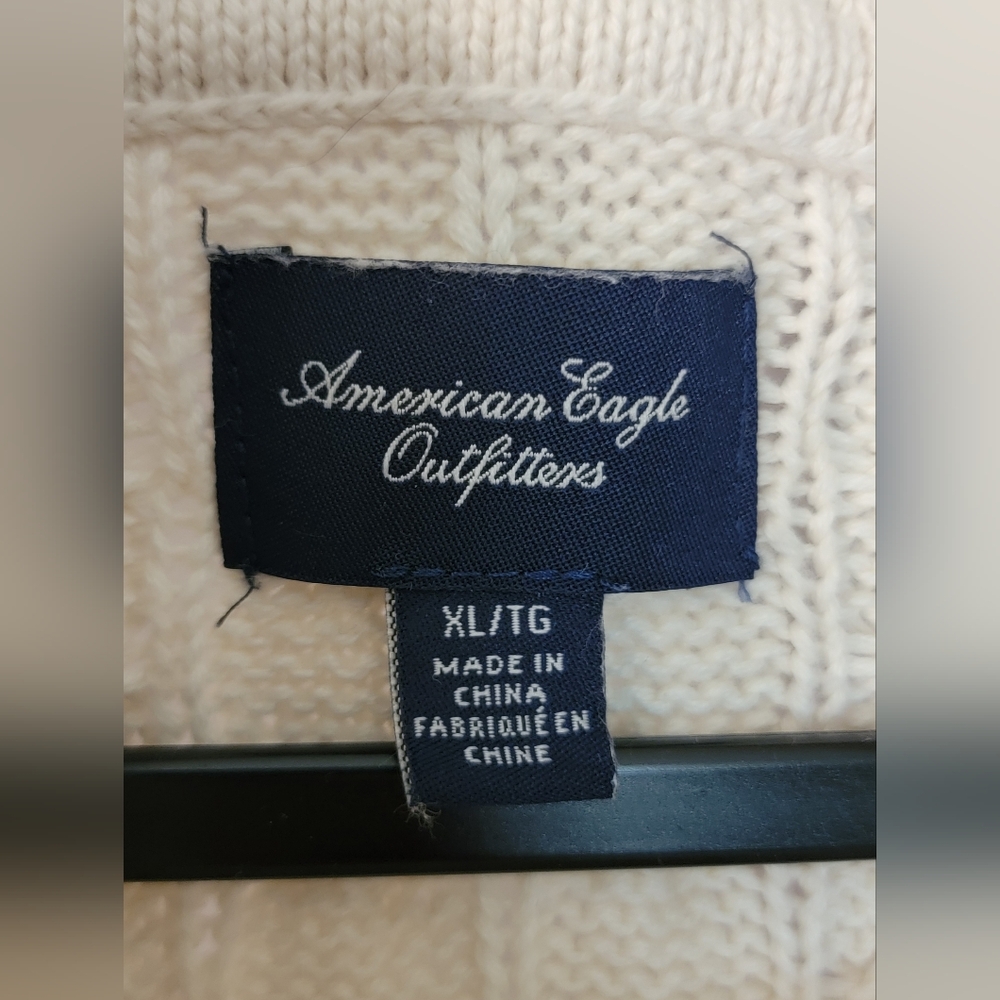 American Eagle Outfitters Ivory Cable Knit Cowl Neck Sweater XL - Picture 2 of 6